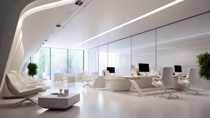 Modern white office created with Generative AI