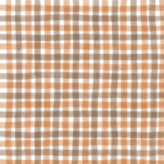 Brown Beige Gingham Check Hand Drawn Background