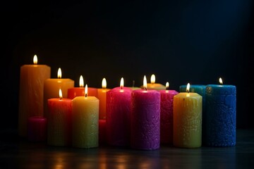 Obraz na płótnie Canvas a set of vibrant candles. Generative AI