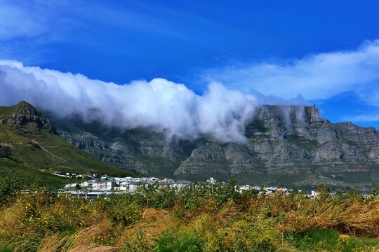 clouds over Table Mountain in cape town  Aouth Africa 