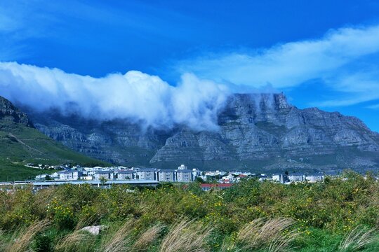 clouds over Table Mountain in cape town  Aouth Africa 