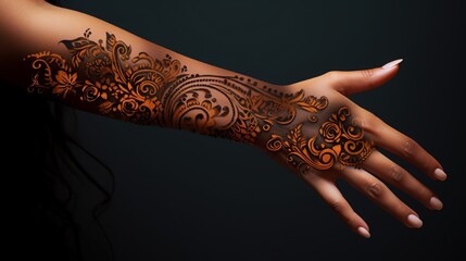 digital painting showcasing intricate henna tattoo patterns for graphic designers. - obrazy, fototapety, plakaty