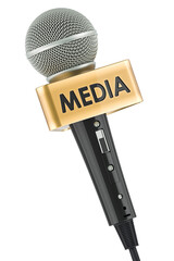 Microphone Media, 3D rendering isolated on transparent background