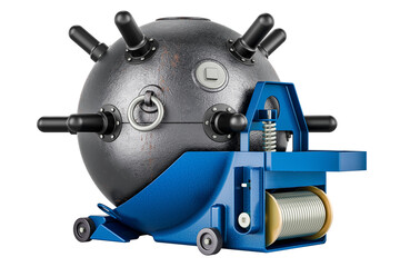 Naval Mine, contact mine. 3D rendering isolated on transparent background