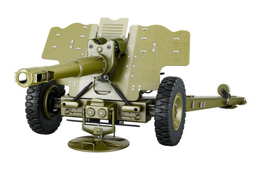 Howitzer, artillery piece. 3D rendering isolated on transparent background