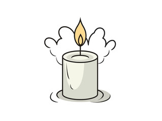Doodle Lit memorial candle, cartoon sticker, sketch, vector, Illustration, minimalistic