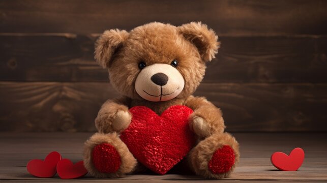 A 3D-rendered image captures the essence of a lovable teddy bear cradling a heart in its arms. 