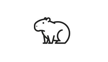 Capybara Silhouette on White Background. Line art black and white illustration. Isolated Vector Animal Template for Icon, Logo Company, Symbol etc.