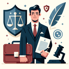 Male Lawyer with Briefcase Vector Design