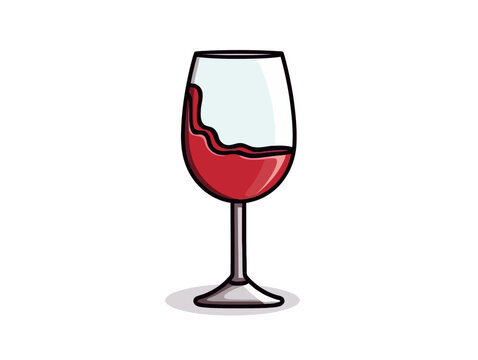 Doodle Cup of wine, cartoon sticker, sketch, vector, Illustration, minimalistic
