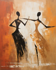 Abstract Ballet Girls Oil Painting On Canvas - Ballerina Dress Dancer Textured Hand Painted...