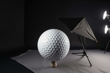 Golf ball on studio backdrop. Generative AI