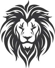 Vector black and white image of a lion head, tattoo