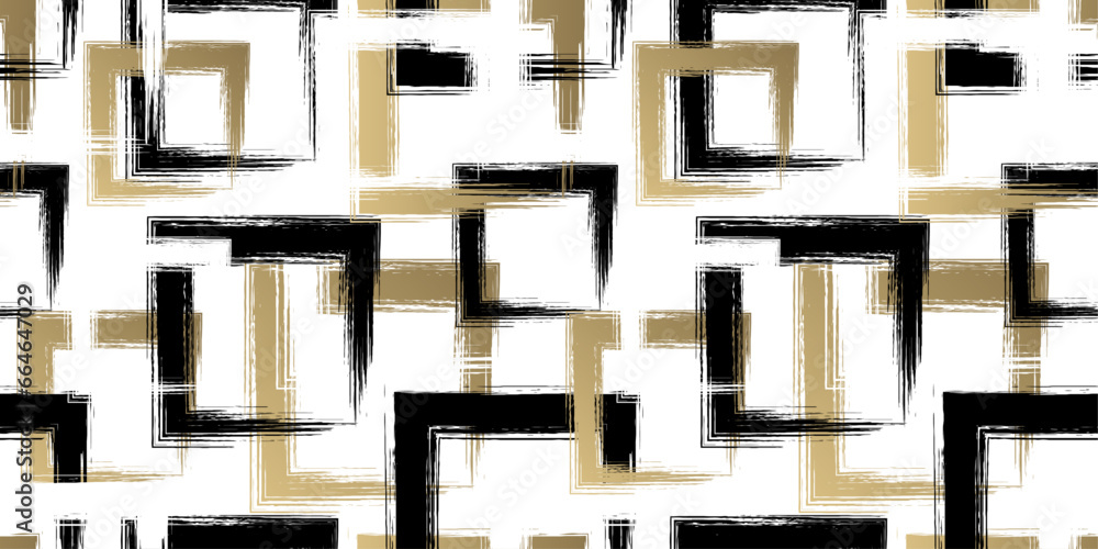 Aufkleber abstract square seamless pattern. repeating gold grunge backdrop. random squares. background golden 
