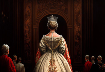 Queen's coronation, rear view. AI Generated