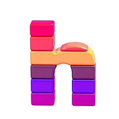 Color symbol made of horizontal blocks. letter h