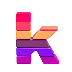 Color symbol made of horizontal blocks. letter k