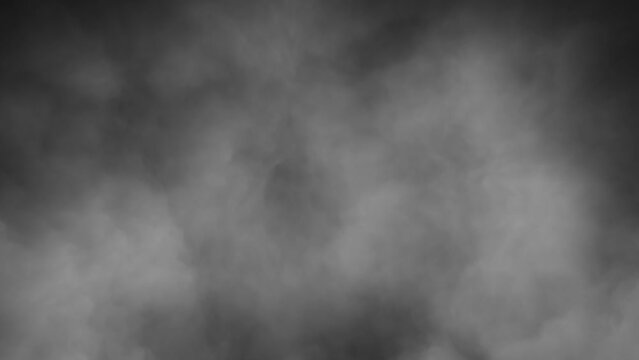 Realistic black and white cloud of smoke loop slow motion background.