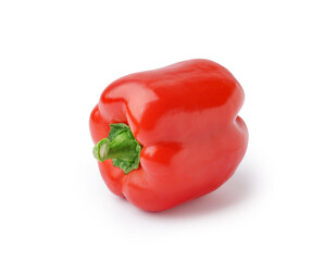 Red fresh bell pepper on white background.