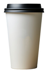 plain white plastic cup mockup template with black lid, ai generative