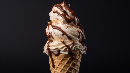 perfect swirls of soft-serve ice cream in a crisp waffle cone.