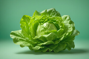 Lettuce on a green background.