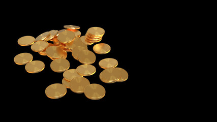 Golden coins  for business economics finance 3d render illustration