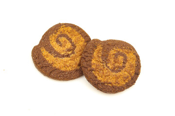  Integral chocolate cookies isolated on white background