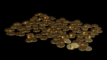 Golden coins  for business economics finance 3d render illustration