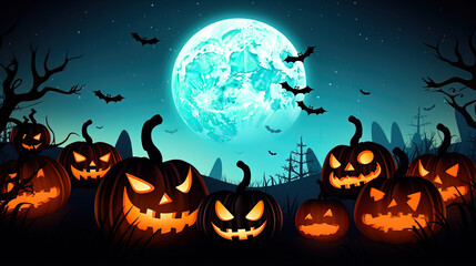 pumpkin, halloween, october, illustration, horror, event, lantern, party, night, poster, creepy, trick, ghost