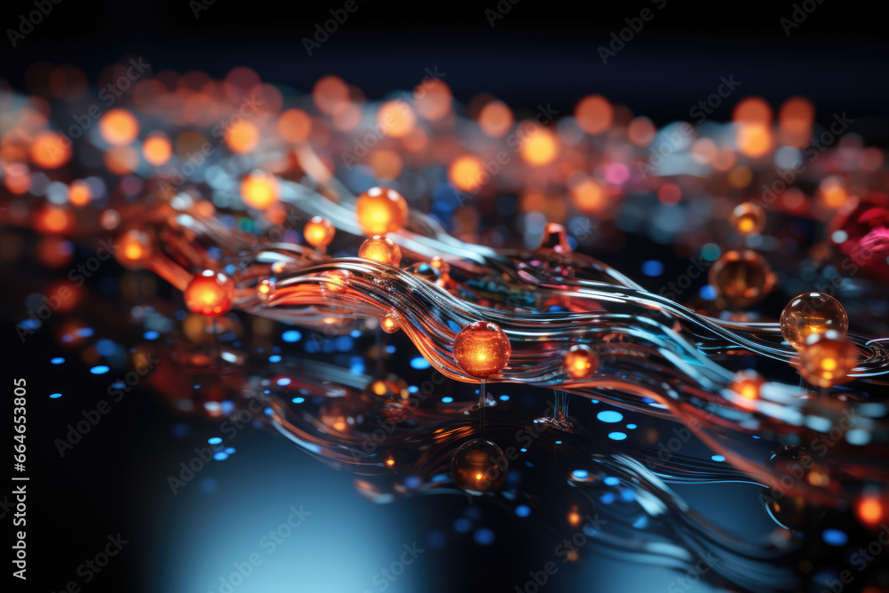 Poster a quantum brainwave visualization, illustrating the dynamic nature of consciousness and its quantum 