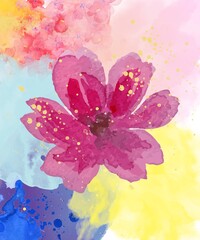 Flower in watercolor representing the joy of living