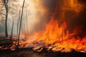 Obraz premium Stop forest fire. Danger of forest fire