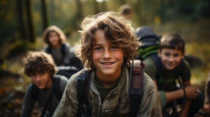 Young people camping in nature