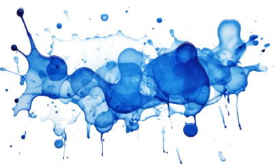 Fotobehang blue spots of paint splashes on a transparent background. © Alex