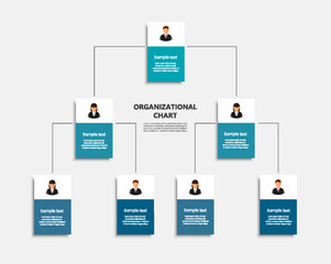 Organizational chart with business avatar  icons. Business hierarchy infographic elements. Vector illustration 