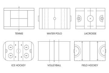 Different Types of Sports Fields: Tennis, Water Polo, Lacrosse, Ice Hockey, Volleyball, Field Hockey