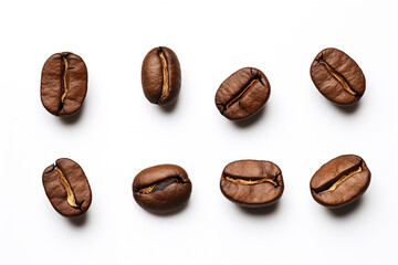 Set of fresh roasted coffee beans isolated on white background. High quality photo