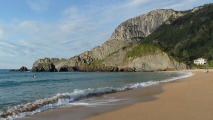 Laga beach, Basque country landscape, Atlantic ocean coastline, travel landmark