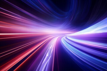 Abstract radiant light rays creating a dynamic sense of speed and movement in vibrant blue and pink hues