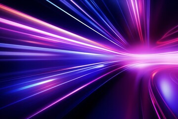 Abstract radiant light rays creating a dynamic sense of speed and movement in vibrant blue and pink hues