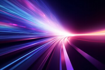 Abstract radiant light rays creating a dynamic sense of speed and movement in vibrant blue and pink hues