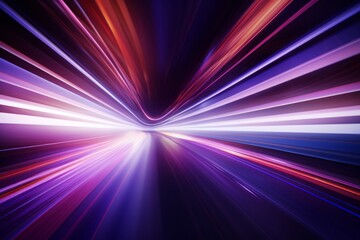 Abstract radiant light rays creating a dynamic sense of speed and movement in vibrant blue and pink hues