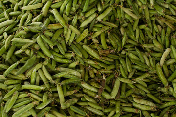 Photo of a group of peas in a local market in Peru. Concept of food and markets.