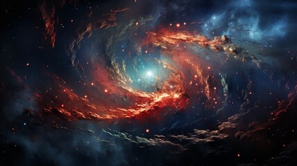 A mesmerizing spiral galaxy, its arms adorned with countless stars and cosmic dust.