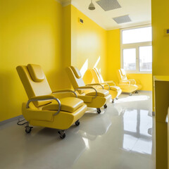 a deserted podiatry clinic in yellow
