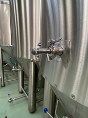 Fermentation vat tank of beer ale or lager or beer, ale at brewery micro brewery tanks