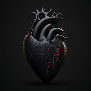 Realistic Heart On Black Background