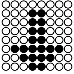 icon set of circles in the shape of a downward arrow on a white background