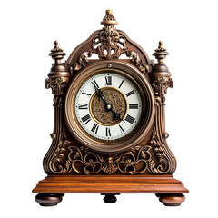 Antique vintage sitting wooden clock isolated on transparent background, ready for object and retouch design.  Generative AI. - obrazy, fototapety, plakaty